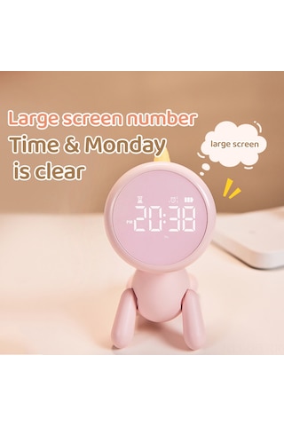 Dofolink Beyaz Unicorn Masa Saati Öğrenci İçin - 3 Alarm, Geri Sayım, Uyku Tuşu, 6 Zil Seçeneği, Işıklı Fonksiyon, Pilli Abs+pc