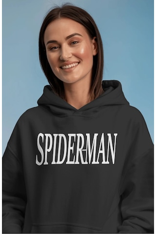 Sevbano Spider-man Örümcek Adam Süper Kahraman Film Sırt Baskılı Unisex O Siyah