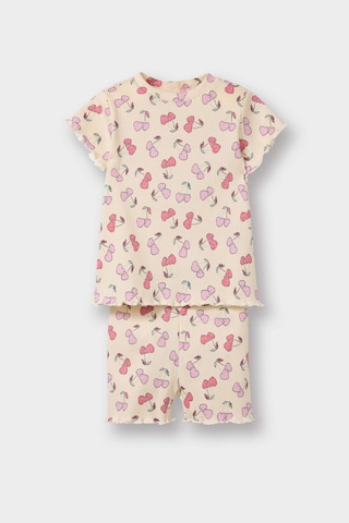 DeFacto Kız Bebek 2'li Takım Desenli Fitilli Kaşkorse Kısa Kollu Tişört Şort E0724A525SMER134