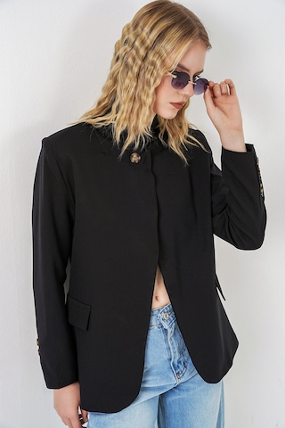 Bigdart Kadın Tek Düğmeli Oversize Blazer Ceket 0749 - Siyah