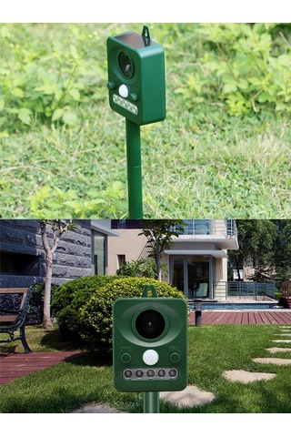 H41489 Güneş Enerjili Hayvanlar Kovucu Ultrasonik Dalga Köpek Yeşil