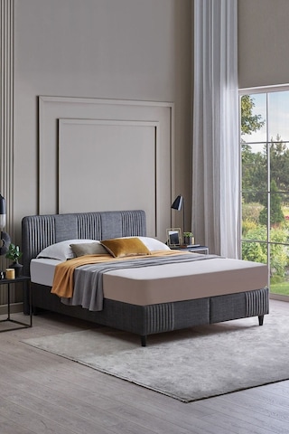 Wool Sense Baza - Başlık Set - Koyu Gri 90x190