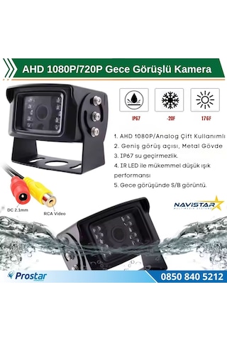 Ahd 1080p/720p Büyük Gece Görüşlü Rca Av Soketli Kamyon Tır Otobüs Kamerası