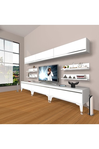 Decoraktiv Eko 8y Mdf Silver Tv Ünitesi Tv Sehpası Beyaz
