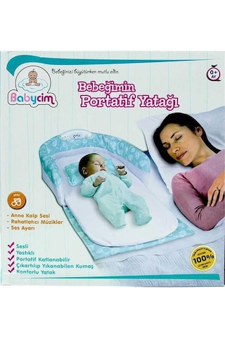MÜZİKLİ PORTATİF BABYCİM BEBEK YATAK 028-1 / A1104384B Açık Mavi