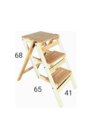 Kumsal Concept Abaş Ahşap Merdiven Tabure Katlanır