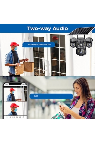 Ultimate 7070 Solar Güneş Enerjili İnsan Takibi 15mp 3 Lens 4g Akıllı Kamera Okam Pro Uygulama