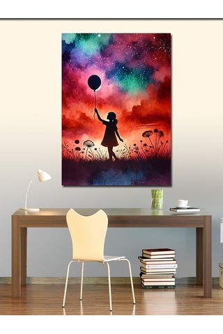 Kanvas Tablo Balonlu Kız Ve Gökyüzü 100cmx140cm