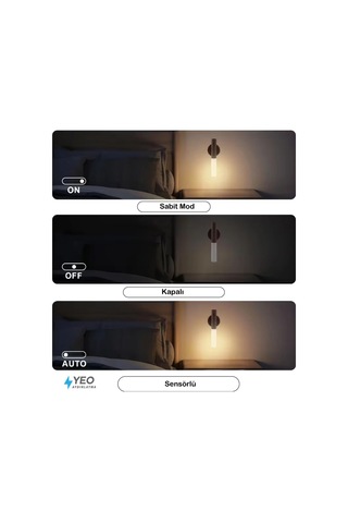 Sensörlü Usb Şarjlı Mıknatıslı Taşınabilir Ahşap Görünümlü Duvar Aplik Çok Renkli