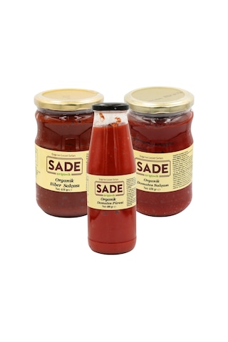 Sade Organik Domates+biber Salçası+domates Püresi Sade Organik Domates+biber Salçası+domates Püresi