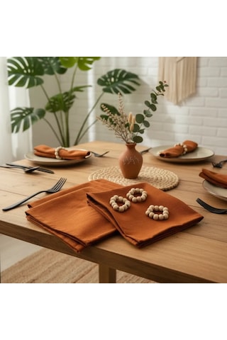 Tarçın Premium Peçete Takımı 6lı Toka 40x40 Tarçın Kiremit