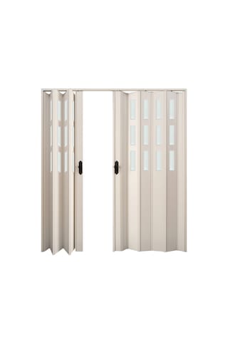Faran Dekorasyon 170 x 215 Beyaz Renk Camlı Çift Açılım Pvc Akordiyon Kapı - FRNAKMODEL-0-153
