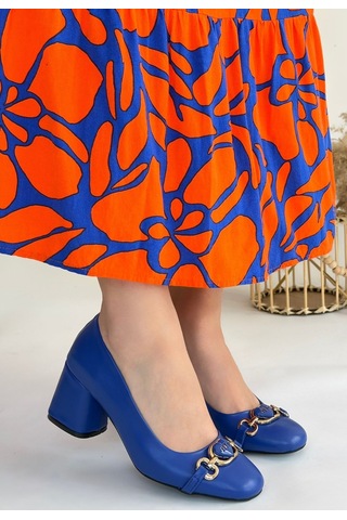 Bernishoes Lucky Mavi Cilt Topuklu Ayakkabı Mavi