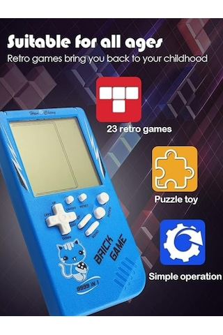 Tetris Oyun Konsolu 23 Bulmaca Oyunu Bataryalı 3.5 Inç Lcd Mini Taşınabilir Atari