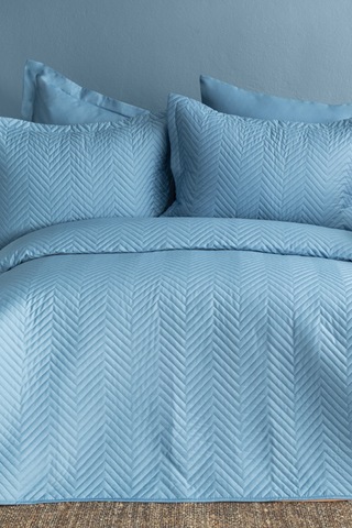 İssimo Home Simply Gökyüzü Mavi Çift Kişilik %100 Pamuk Saten Yatak Örtüsü Seti Mavi