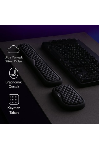 Coofbe Masaüstü Kol Dayama Padi Ergonomik Klavye Ve Mouse İçin Bilek Destek Seti Bilek Yastığı -