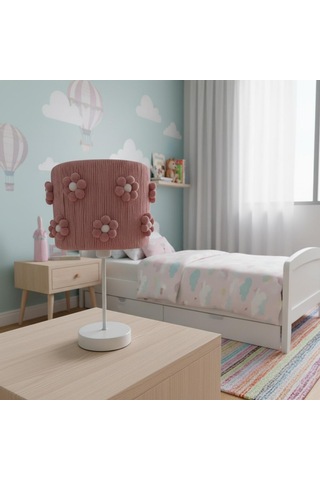 Elizim Home Lighting Makrome Papatyalı Abajur Pembe