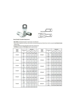 Skp Standart Tip Kablo Pabuçu