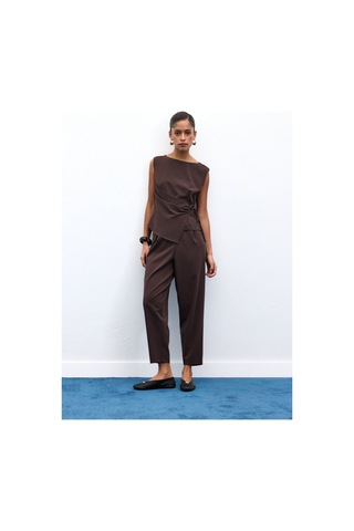 Sateen Lena Havuç Pantolon - Kahve-136960 Kahve