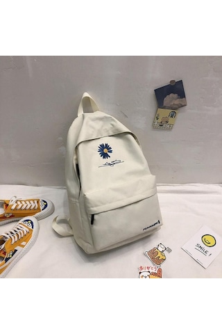 Yeni Sırt Çantası Moda Küçük Okul Çantası Baskılı Papatya Sırt Çantası Günlük Seyahat Sırt Çantası Açık Hava Plaj Çantası Kamp Sırt Çantası White Beyaz