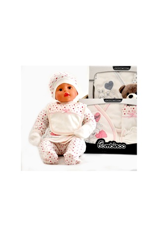 Bombinoo Tavşanlı 5 Parça Bebe Pembe Koton Zıbın Seti Pembe