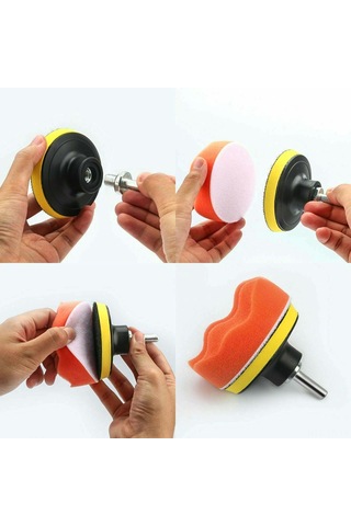 Yunboo Otomobil Cila Spreyi Yumuşak Sponge Seti 7 Adet Turuncu 5 İnç Boyutlu M10 Delikli