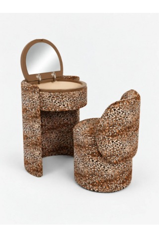 Luxeance Leopar Makyaj Masası Ve Berjer
