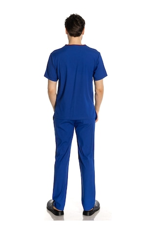 Unisex Likralı Saks Mavi Doktor / Hemşire Forması