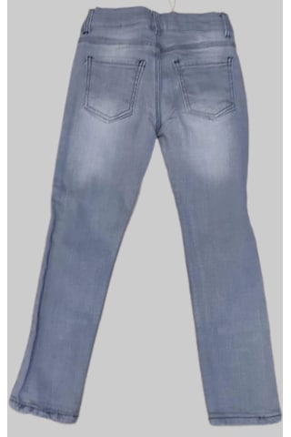 Erkek Çocuk Açık Gri Liralı Düz Kot Pantolon Füme