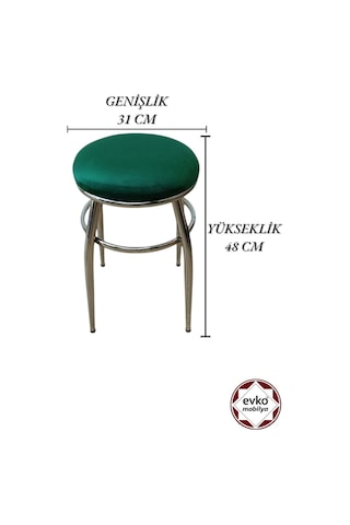 Evko Mobilya Tabure, Bar Taburesi, 2'li Tabure, Metal Ayaklı Tabure - Yeşil