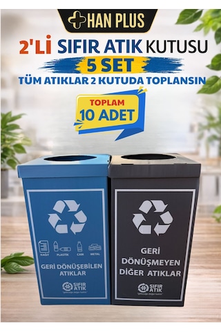 Han Plus Geri Dönüşüm Kutusu - İkili Set, 5 Takım Toplam 10 Adet + Online Sıfır Atık Eğitimi