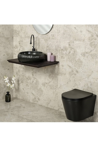 Lena - Tezgah Üstü Porselen Lavabo Siyah Outlet - E-4161s- Diğer