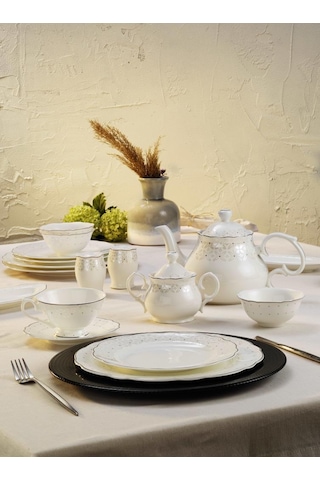 Aryıldız Phuket Bone China 36 Parça Kahvaltı Seti Beyaz