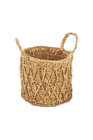 Dekoratif Yuvarlak Çapraz Desenli Sepet Saksılık Sele 3lü Set Cl-9037