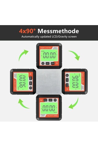 Novahub Su Terazisi Dijital Açılı Ölçer, Eğimölçer Manyetik Tabanlı Lc Beyaz, Elektronik Açıölçer