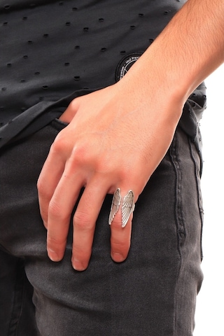 Erkek Antik Gümüş Kaplama Ayarlanabilir Melek Kanadı  Yüzük Gümüş