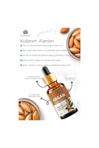 Goomy Argan Yağı Soğuk Sıkım 10 Ml %100 Saf Ve Doğal Argania Spinosa Oil