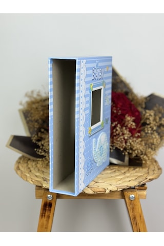 Rabsev Rs031 Bebek Fotoğraf Albümü 10x15 CM 200 Fotoğraf Kapasiteli Kutulu Lüx Bebek Albüm Mavi
