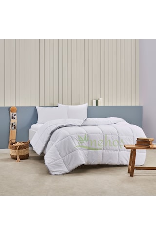 Çift Kişilik Antibakteriyel Mikrofiber Saten Beyaz Yorgan Beyaz