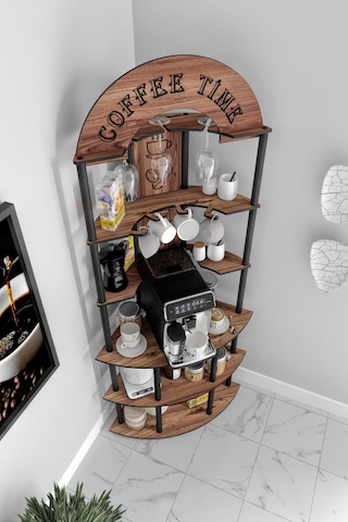 Ristretto Kahve Köşesi Rafı Ceviz Ceviz