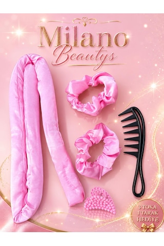 Milano Beautys Isısız Saç Şekillendirme Seti Saten Saç Sosisi Saç Bigudisi Seti/açma Tarağı Hediye Çoklu Renk