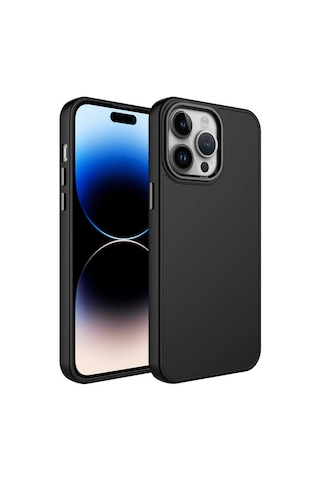 Apple Uyumlu iPhone 14 Pro Max Metal Çerçeve Ve Buton Tasarımlı Silikon Luna Kılıf Siyah
