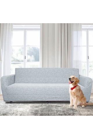 Jakarlı Düz Desen 3 3 1 1 Gri Lastikli Kanepe Örtüsü Lastikli Koltuk Örtüsü Koltuk Kılıfı Takımı Gri