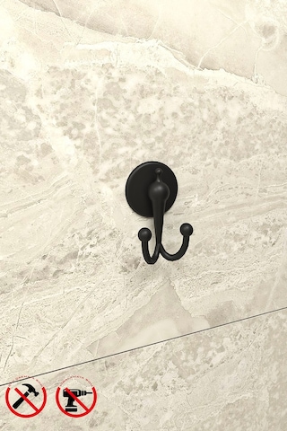 Alper Banyo Lotus Yapışkanlı Siyah Lüx Bornoz Askılık Havluluk Siyah