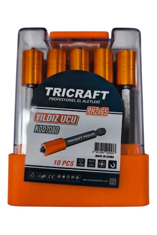 Mıknatıslı Uçlu Bits Uç Yıldız Matkap Ucu Ph2x65 10 Adet