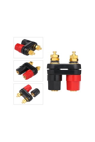 Wezone Hoparlör Amfi İçin 4mm Plastik+metal Çift Anahtar Bağlantı Kutusu, Güç Tesisatı Terminali, 4 Adet Set Kırmızı+altın+siyah