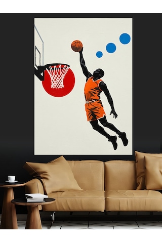 Ahşap Tablo Basketbolcu Smaç Basan Silüet