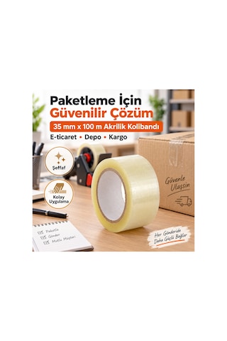 35 Mm X 100 M Şeffaf Akrilik Kolibandı 10 Lu 1