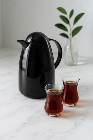 1 Lt Akrilik Siyah Çay Termosu 12 Saat Sıcak 24 Saat Soğuk-2828 Çok Renkli