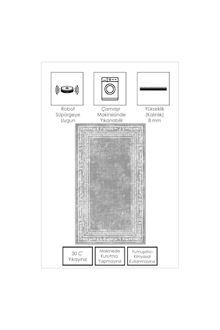 West Home Dijital Baskı Yıkanabilir Kaymaz Taban Leke Tutmaz Gri Mutfak Halısı Salon Halısı Ve Yolluk Wh 440 Grey
